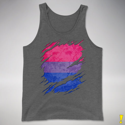 Bisexual Pride Flag Ripped Reveal Premium Tank Top - Deep Heather
