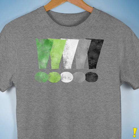 Distressed Aromantic Pride Exclamation Points Premium Unisex T-Shirt - Grey Heather
