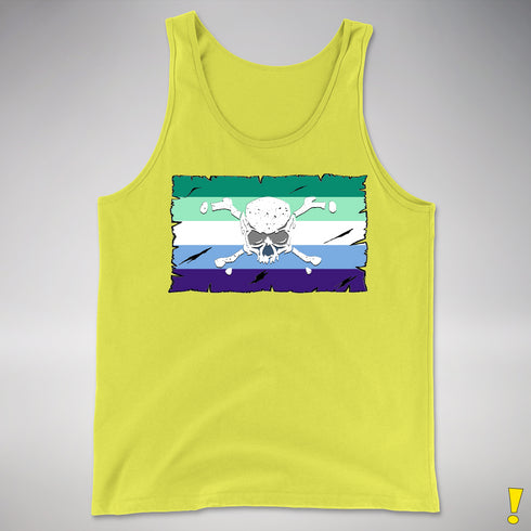 Gay Male Pride Pirate Flag Premium Tank Top - Neon Yellow