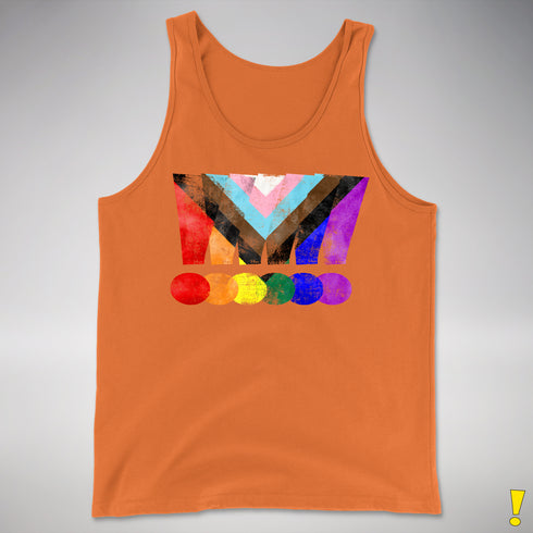 LGBTQ Progress Pride Grunge Exclamation Points Premium Tank Top - Orange