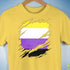 Nonbinary Pride Flag Ripped Reveal Premium Unisex T-Shirt - Yellow