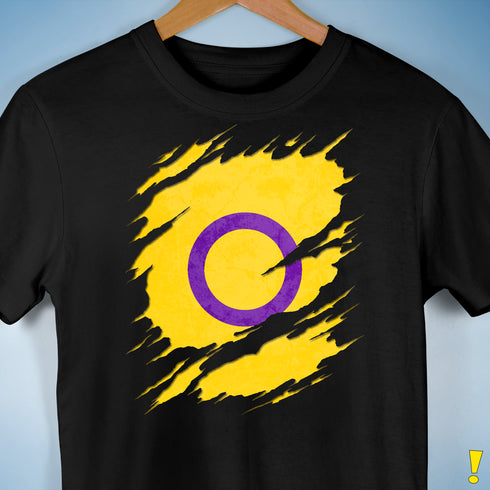 Intersex Pride Flag Ripped Reveal Premium Unisex T-Shirt - Black