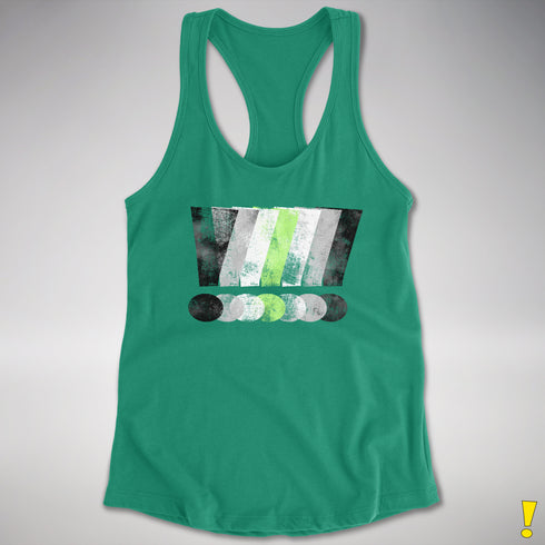 Agender Pride Grunge Exclamation Points Racerback Tank - Kelly Green