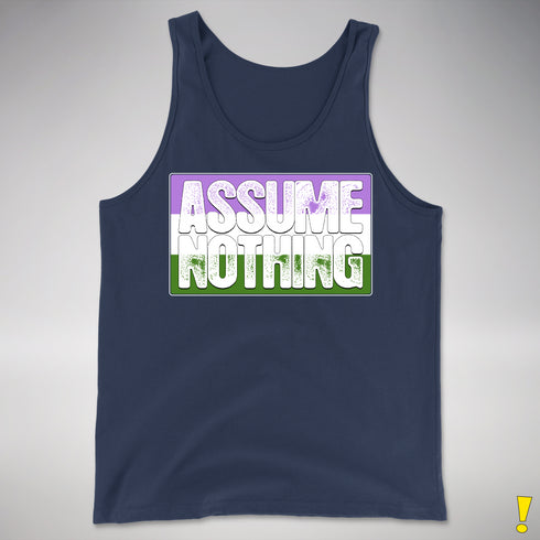 Assume Nothing Genderqueer Pride Flag Premium Tank Top - Navy