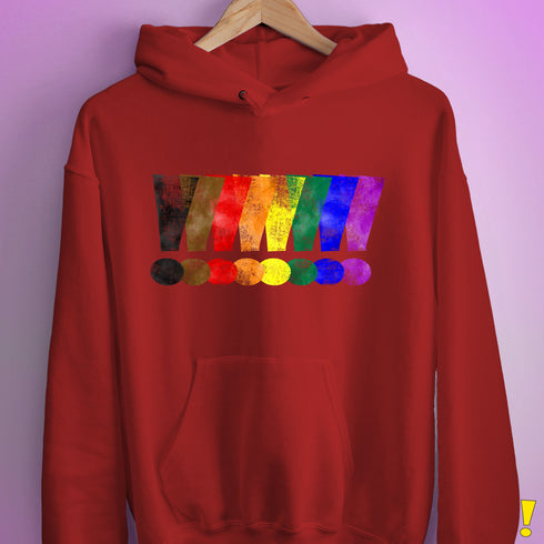 Distressed Philly LGBTQ Pride Whee! Exclamation Points Hoodie - Red