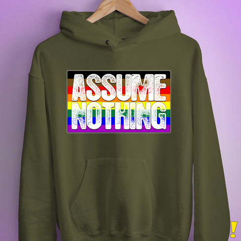 Assume Nothing Philly LGBTQ Gay Pride Flag Hoodie - Army