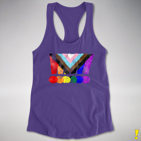 LGBTQ Progress Pride Grunge Exclamation Points Racerback Tank - Purple
