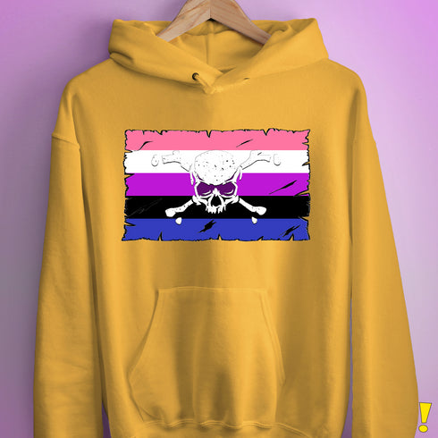 Genderfluid Pride Pirate Flag Hoodie - Mustard
