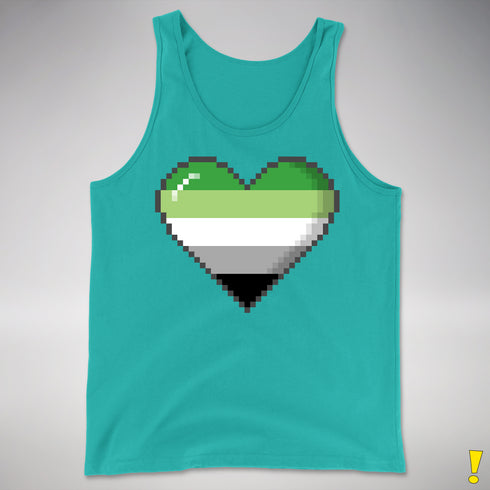 Aromantic Pride 8-Bit Pixel Heart Premium Tank Top - Teal