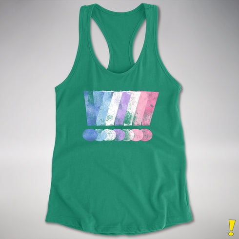 Bigender Pride Grunge Exclamation Points Racerback Tank - Kelly Green