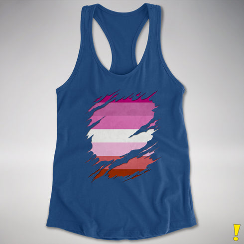 Pink Lesbian Ripped Reveal Racerback Tank - Royal