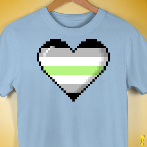 Agender Pride 8-Bit Pixel Heart Premium Unisex T-Shirt - Baby Blue