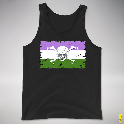 Genderqueer Pride Pirate Flag Premium Tank Top - Black