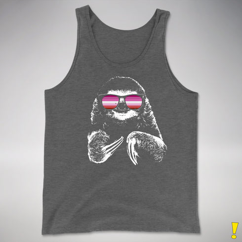 Pride Sloth Pink Lesbian Flag Sunglasses Premium Tank Top - Deep Heather