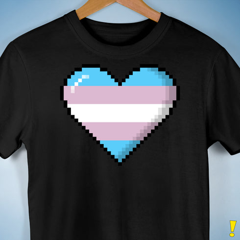 Transgender Pride 8-Bit Pixel Heart Premium Unisex T-Shirt - Black