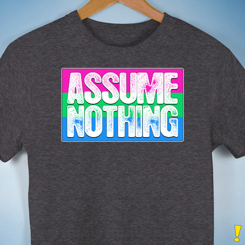 Assume Nothing Polysexual Pride Flag Premium Unisex T-Shirt - Dark Grey Heather