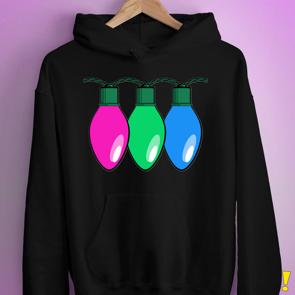 Polysexual Pride Christmas Lights Hoodie - Black