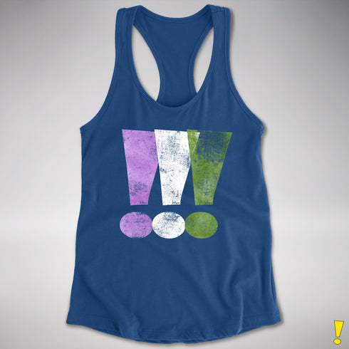 Genderqueer Pride Exclamation Points Women's Racerback Tank - Royal