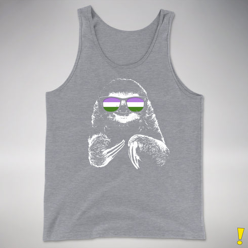 Pride Sloth Genderqueer Flag Sunglasses Premium Tank Top - Grey Heather