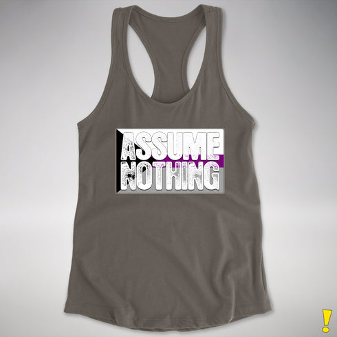 Assume Nothing Demisexual Pride Flag Racerback Tank - Dark Grey