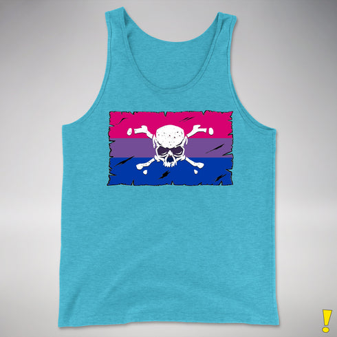 Bisexual Pride Pirate Flag Premium Tank Top - Aqua Triblend