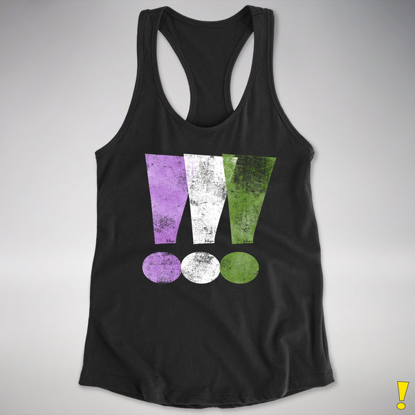 Genderqueer Pride Exclamation Points Women's Racerback Tank - Black