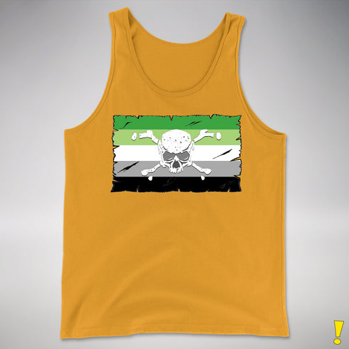 Aromantic Pride Pirate Flag Premium Tank Top - Gold