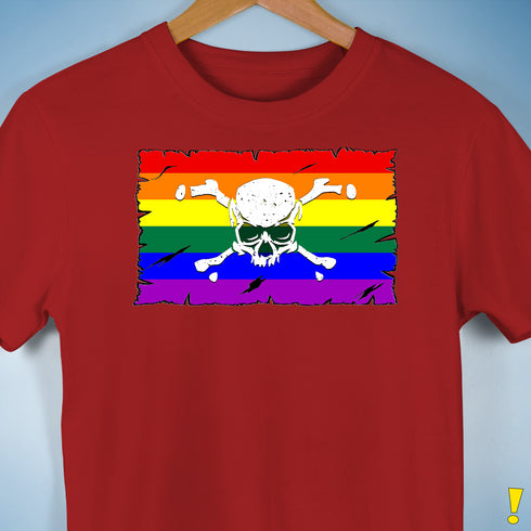 LGBTQ Rainbow Pride Pirate Flag Premium Unisex T-Shirt - Red