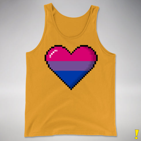 Bisexual Pride 8-Bit Pixel Heart Premium Tank Top - Gold