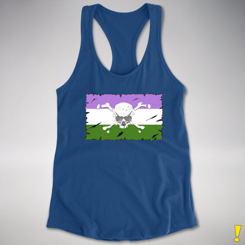 Genderqueer Pride Pirate Flag Racerback Tank - Royal