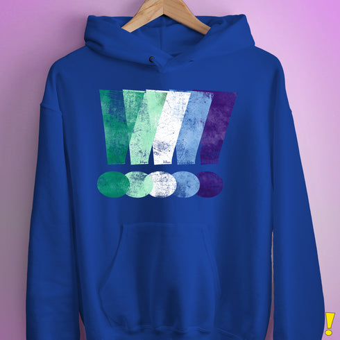 MLM Gay Pride Grunge Exclamation Points Hoodie - Royal Blue
