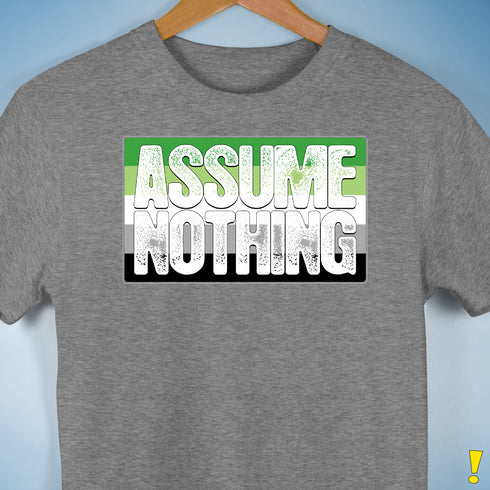 Assume Nothing Aromantic Pride Flag Premium Unisex T-Shirt - Grey Heather