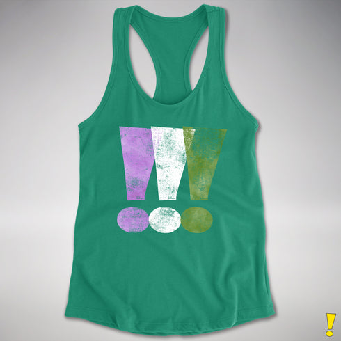 Genderqueer Pride Exclamation Points Women's Racerback Tank - Kelly Green