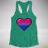Bisexual Pride 8-Bit Pixel Heart Racerback Tank - Kelly Green