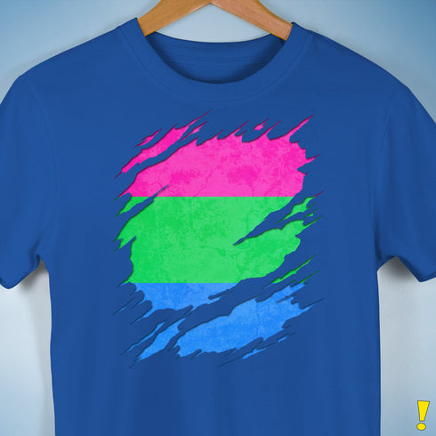 Polysexual Pride Flag Ripped Reveal Premium Unisex T-Shirt - Royal Blue