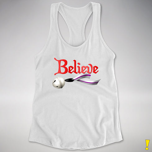 Believe Demisexual Pride Jingle Bell Racerback Tank - White
