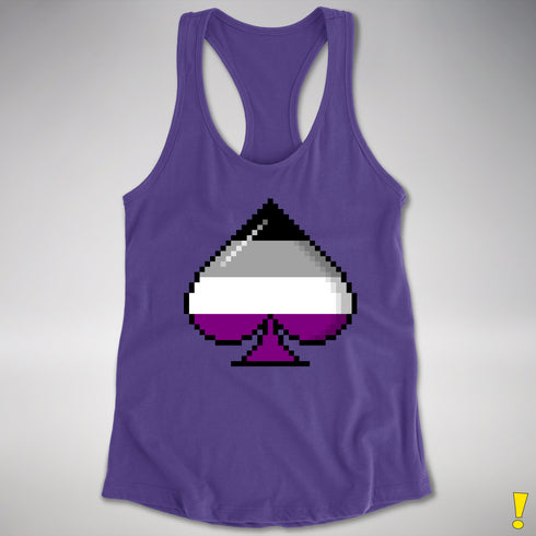 Asexual Pride 8-Bit Pixel Ace Of Spades Racerback Tank - Purple