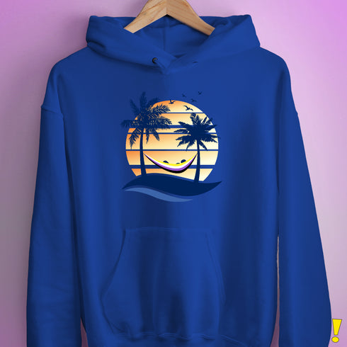 Nonbinary Pride Hammock Summer Beach Sunset Hoodie - Royal Blue