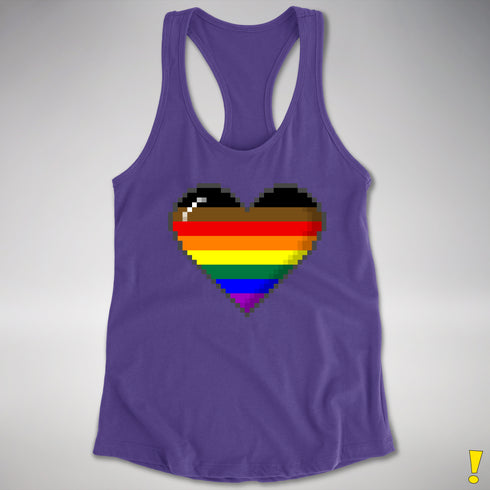 Philly LGBTQ Pride 8-Bit Pixel Heart Racerback Tank - Purple