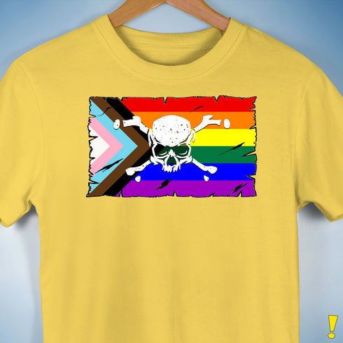 LGBTQ Progress Pride Pirate Flag Premium Unisex T-Shirt - Yellow