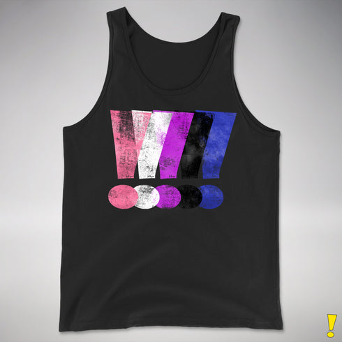 Genderfluid Pride Grunge Exclamation Points Premium Tank Top - Black