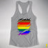 Philly LGBTQ Gay Pride Flag Ripped Reveal Racerback Tank - Heather Grey