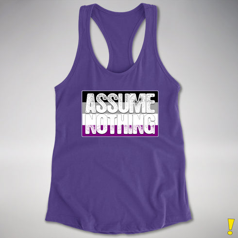 Assume Nothing Asexual Pride Flag Racerback Tank - Purple