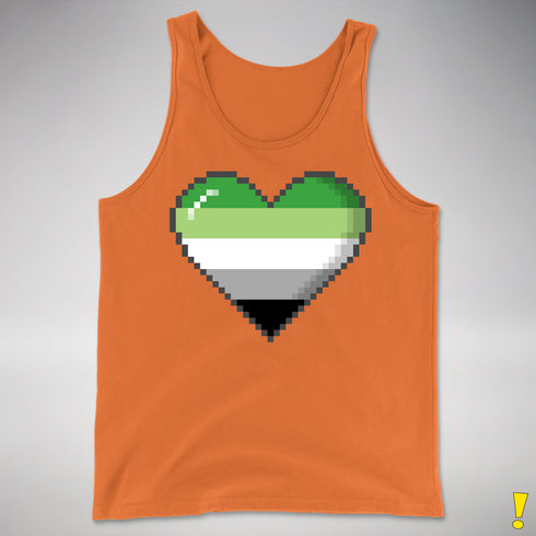 Aromantic Pride 8-Bit Pixel Heart Premium Tank Top - Orange