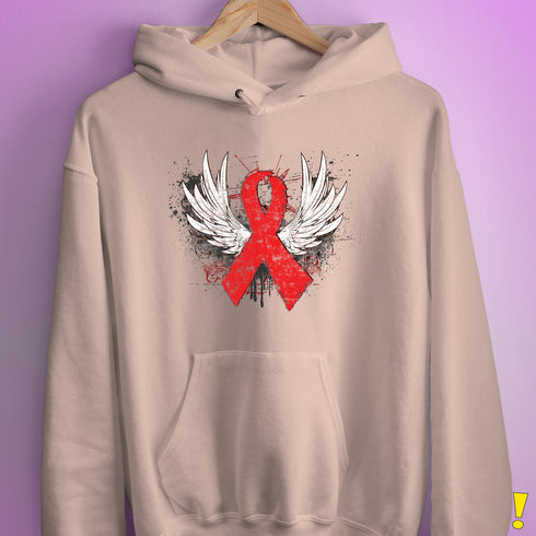 Winged Red Ribbon - World AIDS Day Hoodie - Light Pink