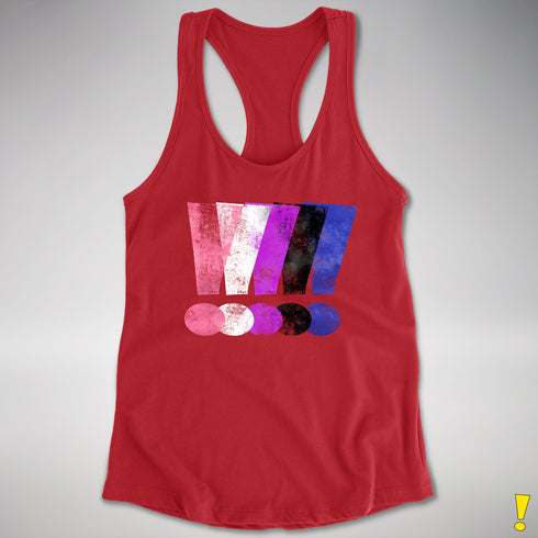 Genderfluid Pride Grunge Exclamation Points Racerback Tank - Red