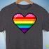 Gilbert Baker Original LGBTQ Gay Rainbow Pride 8-Bit Pixel Heart - Dark Grey Heather
