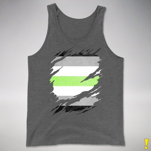 Agender Pride Flag Ripped Reveal Premium Tank Top - Deep Heather