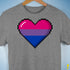 Bisexual Pride 8-Bit Pixel Heart Premium Unisex T-Shirt - Grey Heather