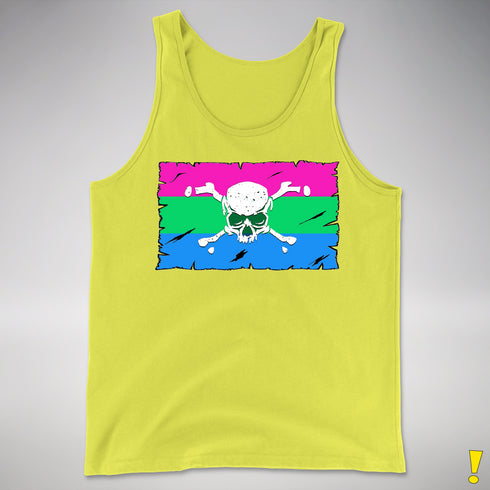 Polysexual Pride Pirate Flag Premium Tank Top - Neon Yellow